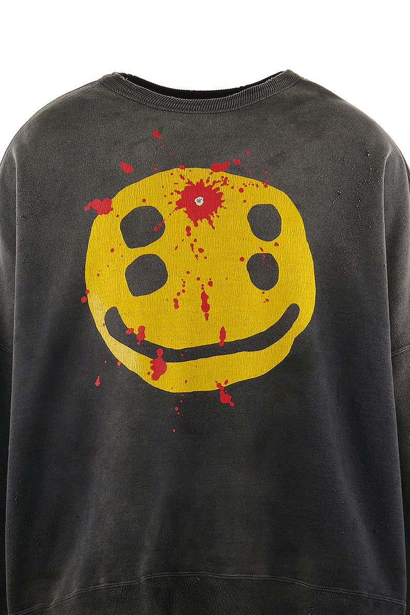 SAINT Mxxxxxx(セントマイケル)SM-YS1-0000-C06 / CP_CREW SWT / SMILE / BLACK クルーネックスウェット -2