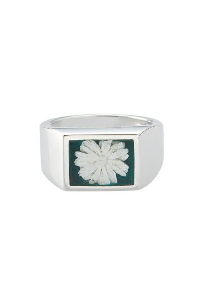 XOLO(ショロ)Signet Ring with Forest Green Flower シグネットリングウィズフォレストグリーンフラワー XOR099