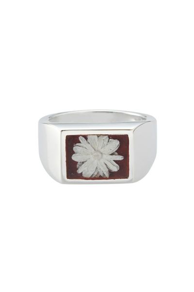 XOLO(ショロ)Signet Ring with Bordeaux Flower シグネットリングウィズボルドーフラワー XOR100
