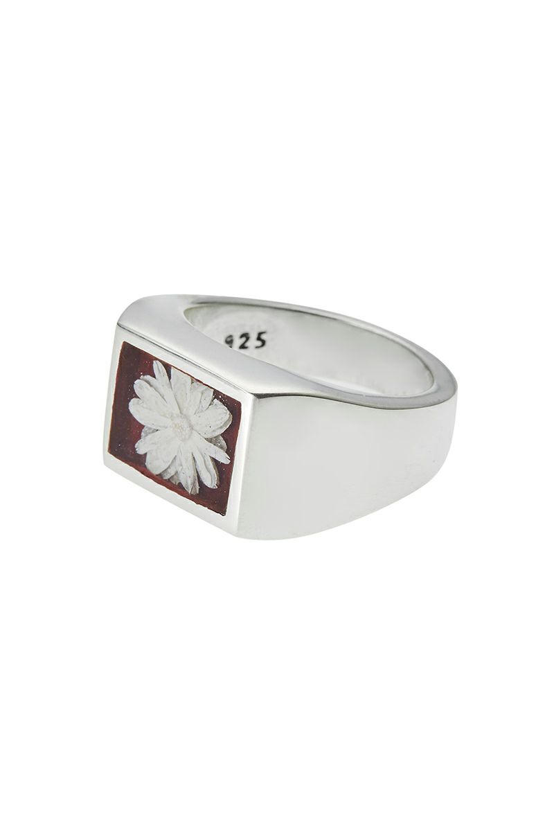 XOLO(ショロ)Signet Ring with Bordeaux Flower シグネットリングウィズボルドーフラワー XOR100 -1