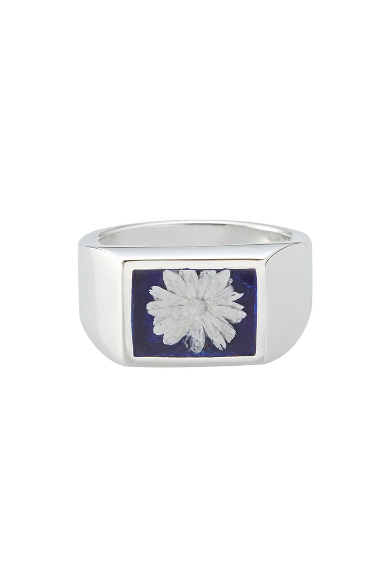XOLO(ショロ)Signet Ring with Deep Blue Flower シグネットリングウィズディープブルーフラワー XOR101