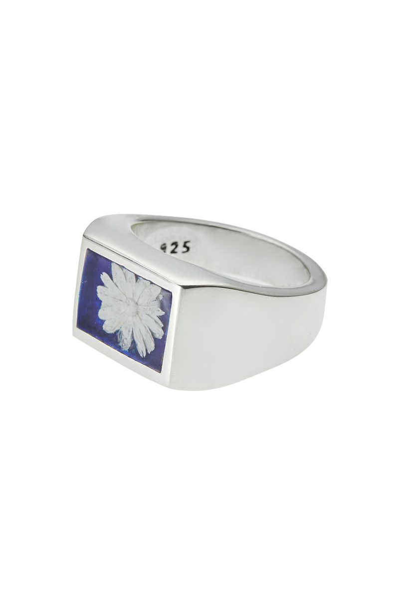 XOLO(ショロ)Signet Ring with Deep Blue Flower シグネットリングウィズディープブルーフラワー XOR101 -1