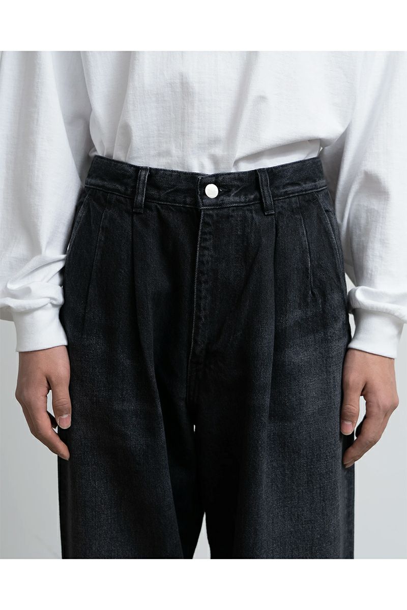 Graphpaper(グラフペーパー)Selvage Denim Two Tuck Tapered Pants -DARK FADE- セルビッチデニムツータックテーパードパンツ GU251-40187DB -1