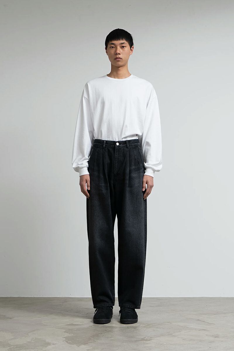 Graphpaper(グラフペーパー)Selvage Denim Two Tuck Tapered Pants -DARK FADE- セルビッチデニムツータックテーパードパンツ GU251-40187DB -3