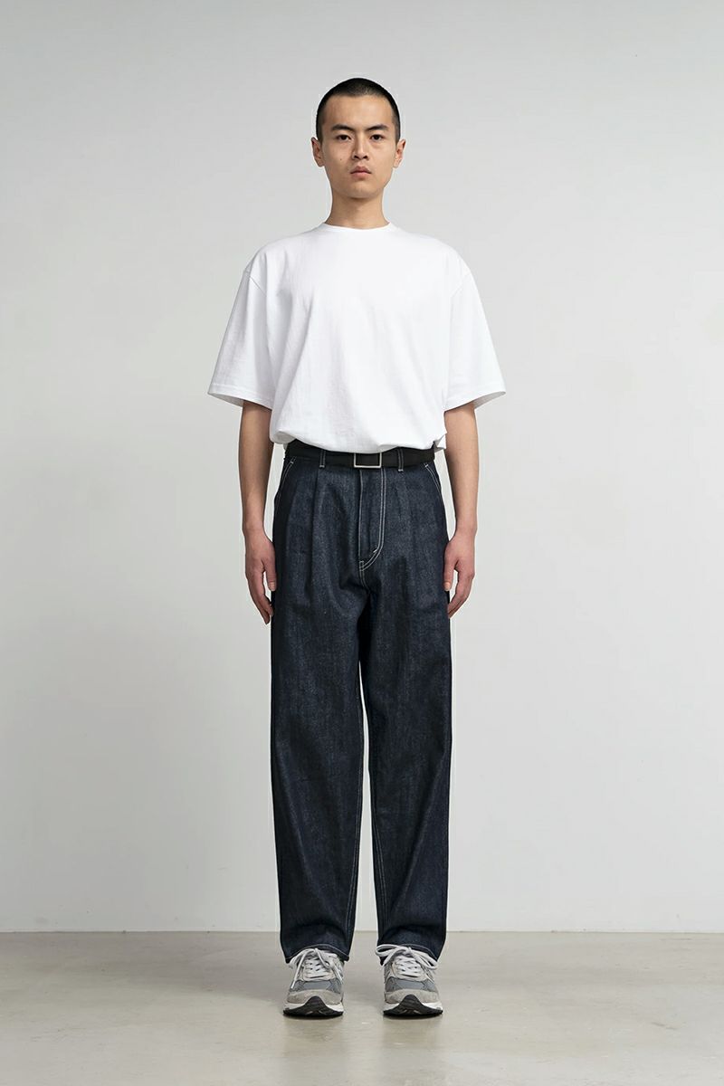 Graphpaper(グラフペーパー)Selvage Denim Two Tuck Tapered Pants -RIGID- セルビッチデニムツータックテーパードパンツ GU251-40187RB -1