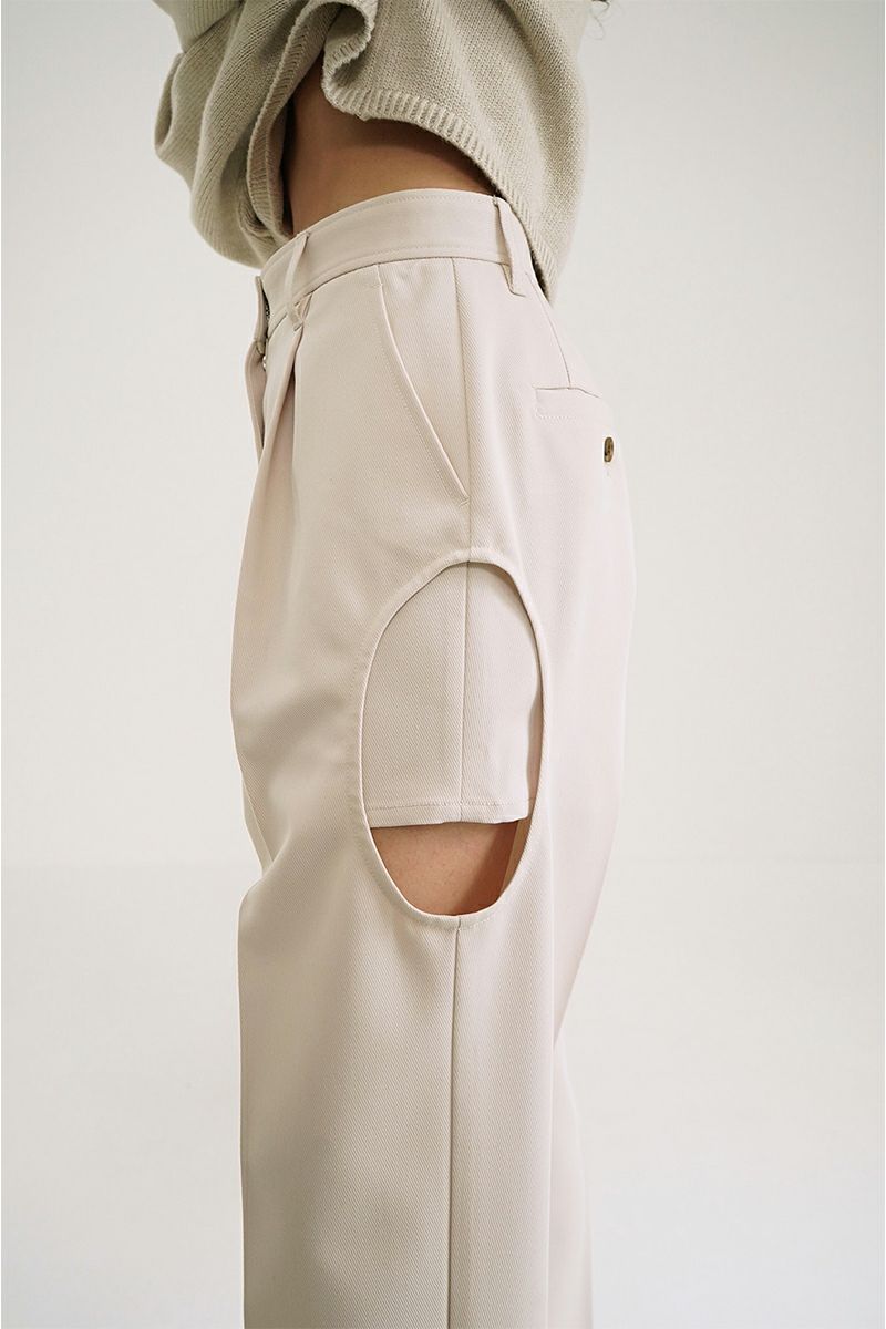 CLANE(クラネ)SIDE CIRCLE CUT PANTS サイドサークルカットパンツ 18110-7132 -1