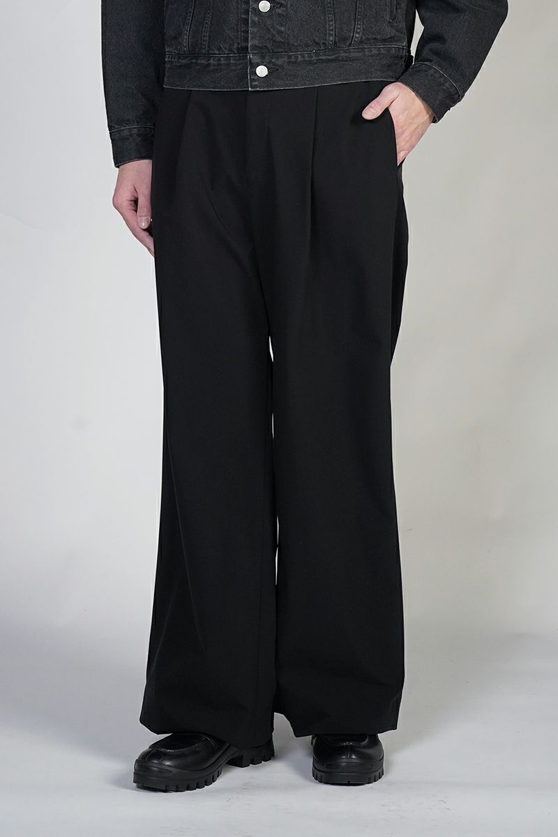 SOFTHYPHEN(ソフトハイフン)TAFFETA TUCKED EXTRA WIDE TROUSERS タフタタックエクストラワイドトラウザース MGMFP251353 -1
