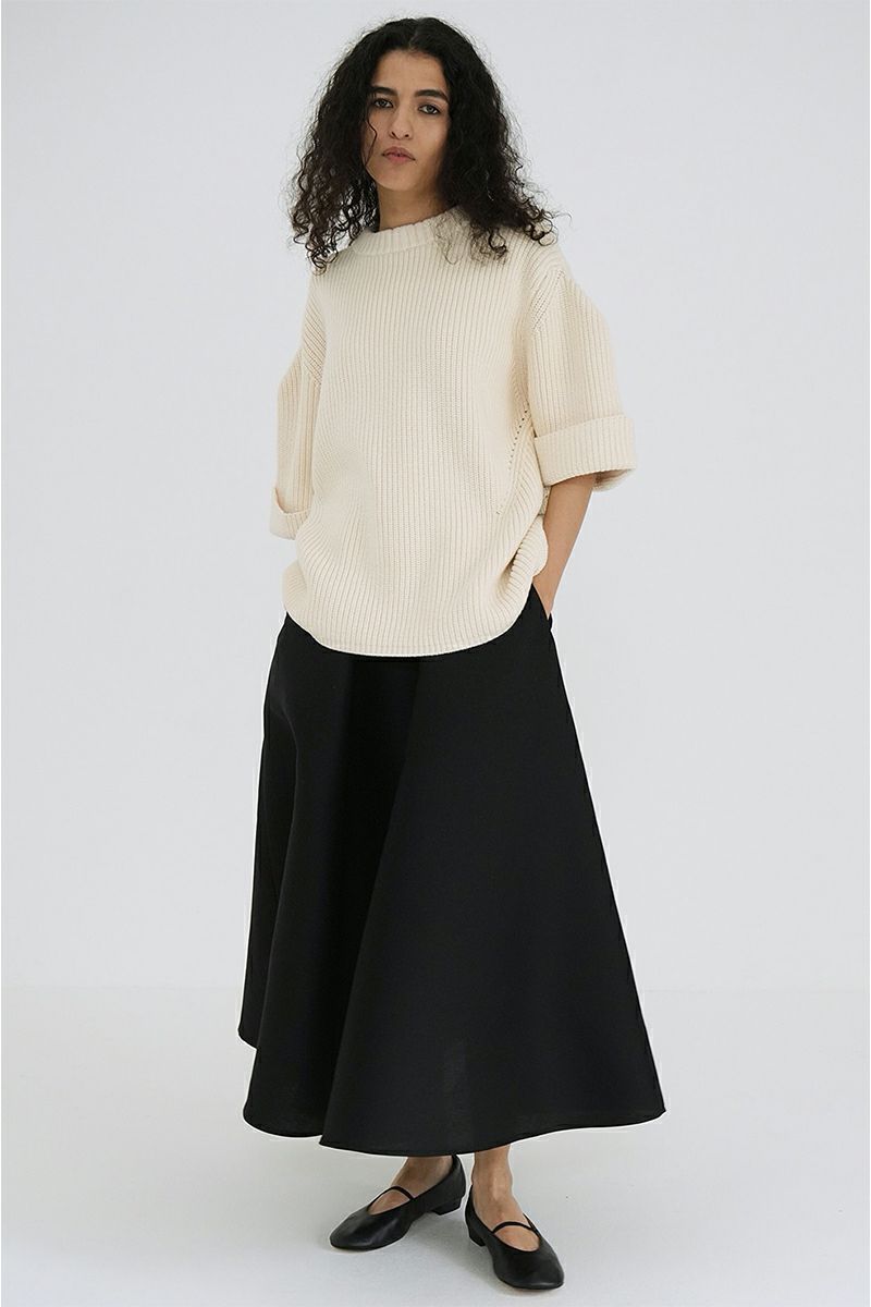 トップス CLANE OVER HALF SLEEVE KNIT TOPS CLANE - OVER HALF SLEEVE KNIT TOPS - BEIGE | ADDICT WEB SHOP