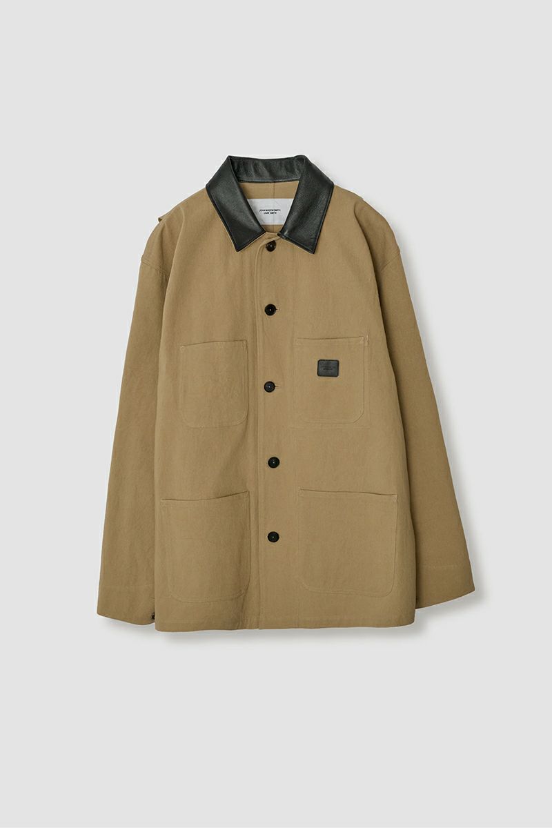 JANE SMITH(ジェーンスミス)LEATHER COLLAR COTTON CHINO CLOTH COVERALL レザーカラーコットンチノクロスカバーオール 25SJK-#605S