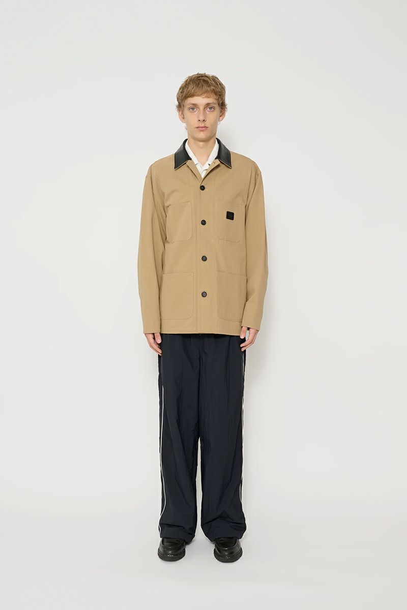 JANE SMITH(ジェーンスミス)LEATHER COLLAR COTTON CHINO CLOTH COVERALL レザーカラーコットンチノクロスカバーオール 25SJK-#605S -1