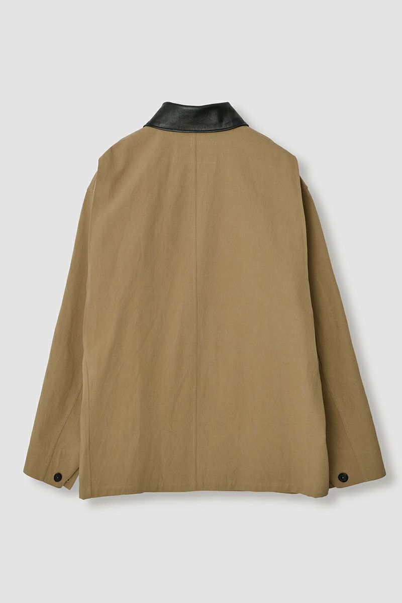 JANE SMITH(ジェーンスミス)LEATHER COLLAR COTTON CHINO CLOTH COVERALL レザーカラーコットンチノクロスカバーオール 25SJK-#605S -5