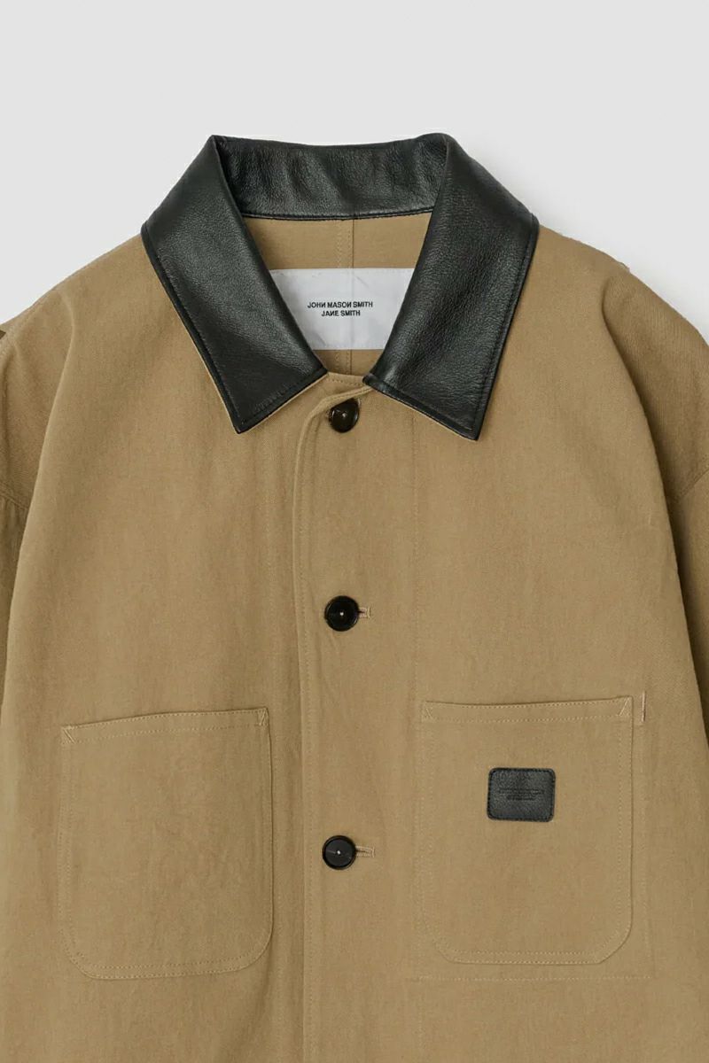 JANE SMITH(ジェーンスミス)LEATHER COLLAR COTTON CHINO CLOTH COVERALL レザーカラーコットンチノクロスカバーオール 25SJK-#605S -6