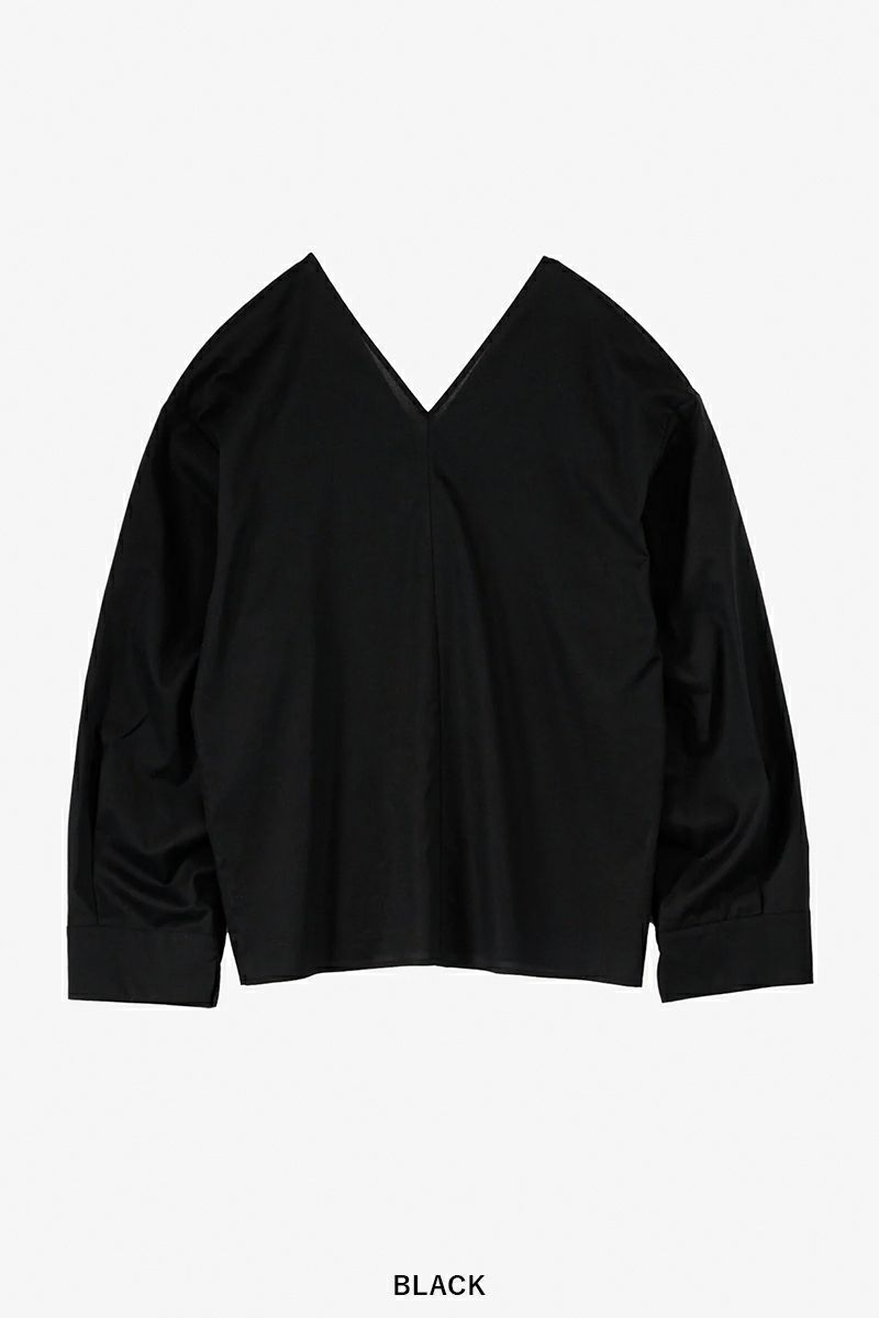 Graphpaper(グラフペーパー)Silicon Lawn V-Neck Blouse シリコンローンVネックブラウス GL251-60295 -5