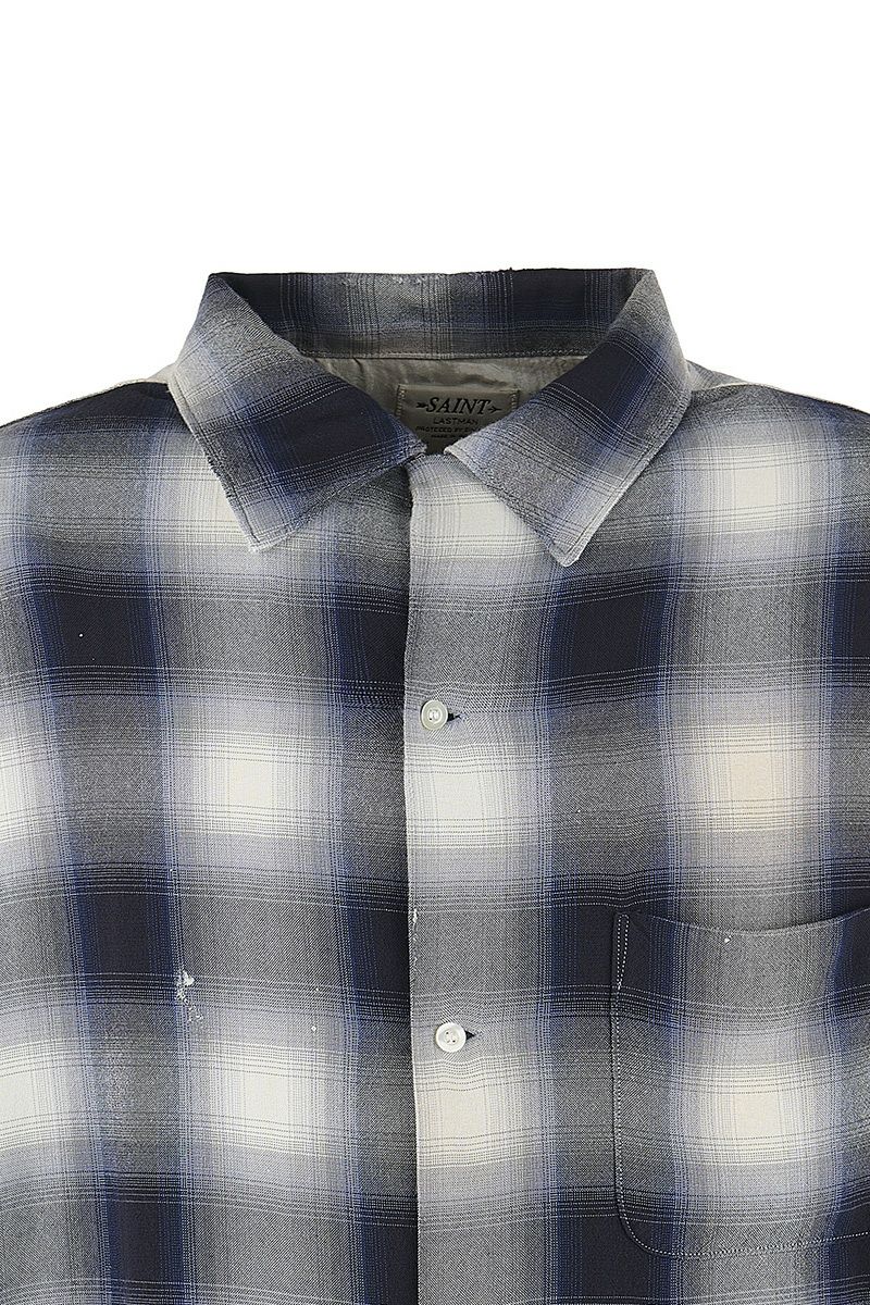 SAINT Mxxxxxx(セントマイケル)SM-HR8-0000-C29 / LM_CHECK SHIRT / CHECK / NVY チェックシャツ -1