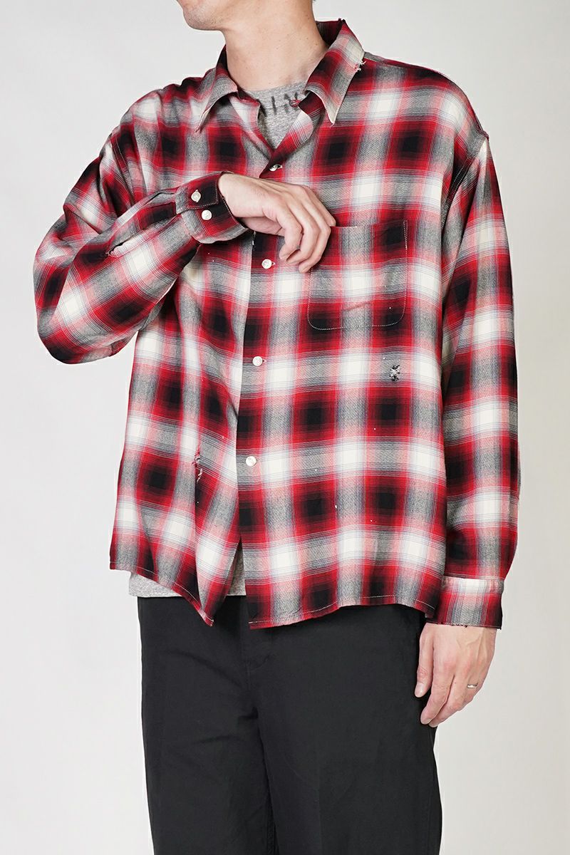 SAINT Mxxxxxx(セントマイケル)SM-HR8-0000-C30 / LM_CHECK SHIRT / CHECK / RED チェックシャツ