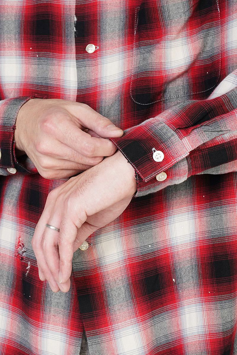 SAINT Mxxxxxx(セントマイケル)SM-HR8-0000-C30 / LM_CHECK SHIRT / CHECK / RED チェックシャツ