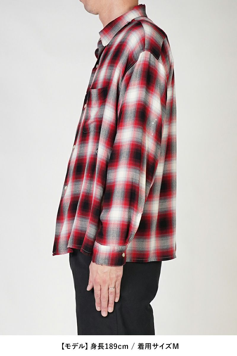 SAINT Mxxxxxx(セントマイケル)SM-HR8-0000-C30 / LM_CHECK SHIRT / CHECK / RED チェックシャツ