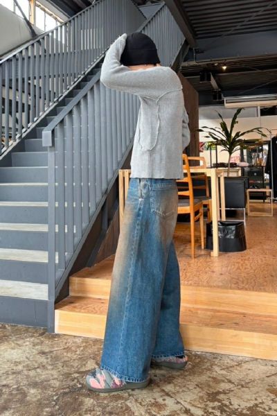 JUHA ユハ　BAGGY DENIM PANTS バギーデニムパンツ juha（ユハ）の「DAMAGE BAGGY DENIM PANTS（デニムパンツ