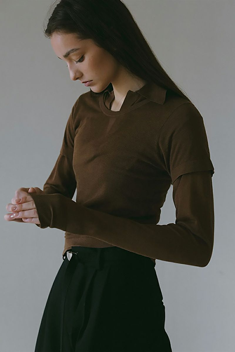 ETRE TOKYO(エトレトウキョウ)シアーポロニットプルオーバー 1225211058 -1