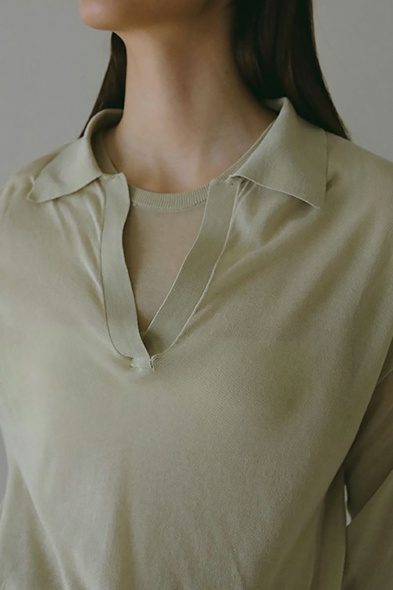 ETRE TOKYO(エトレトウキョウ)シアーポロニットプルオーバー 1225211058 -9