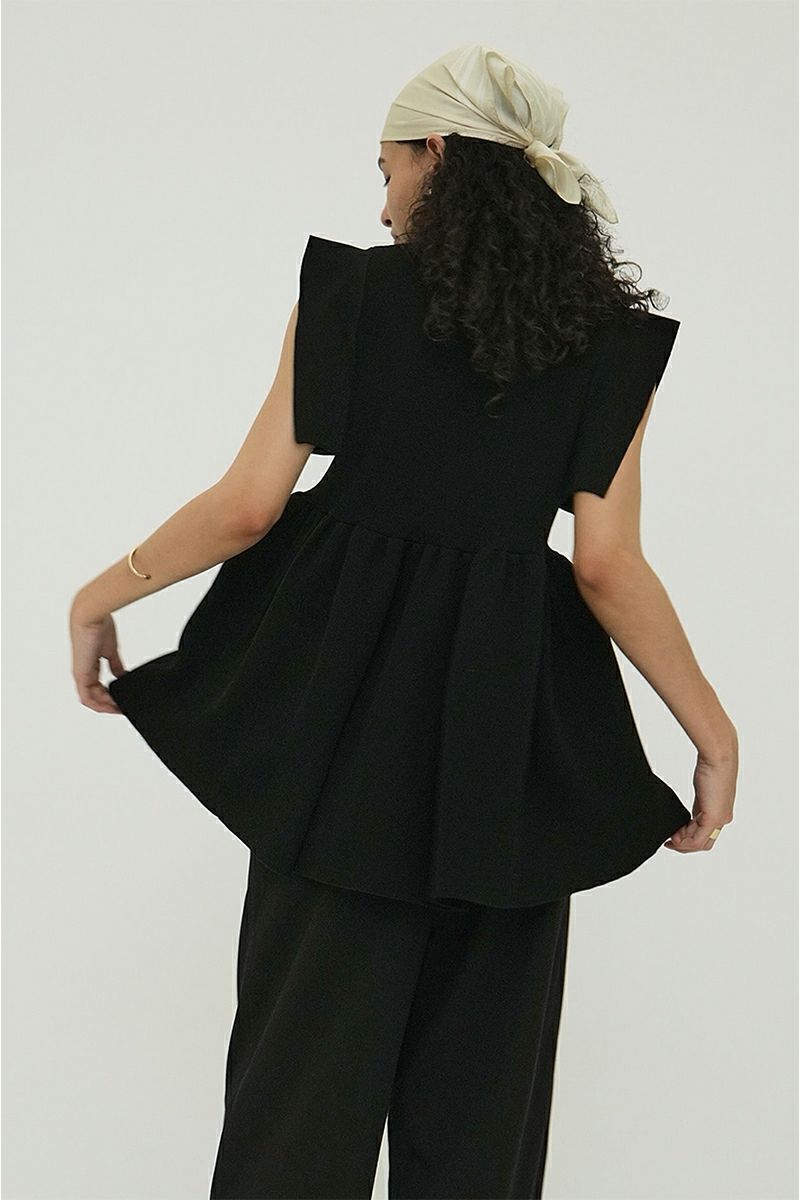 CLANE(クラネ)SQUARE SLEEVE GATHER KNIT TOPS スクエアスリーブギャザーニットトップス 18106-2132 -4