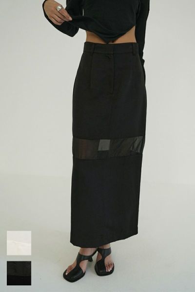 CLANE(クラネ)SHEER SWITCHING STRAIGHT SKIRT シアースイッチングストレートスカート 18109-6052