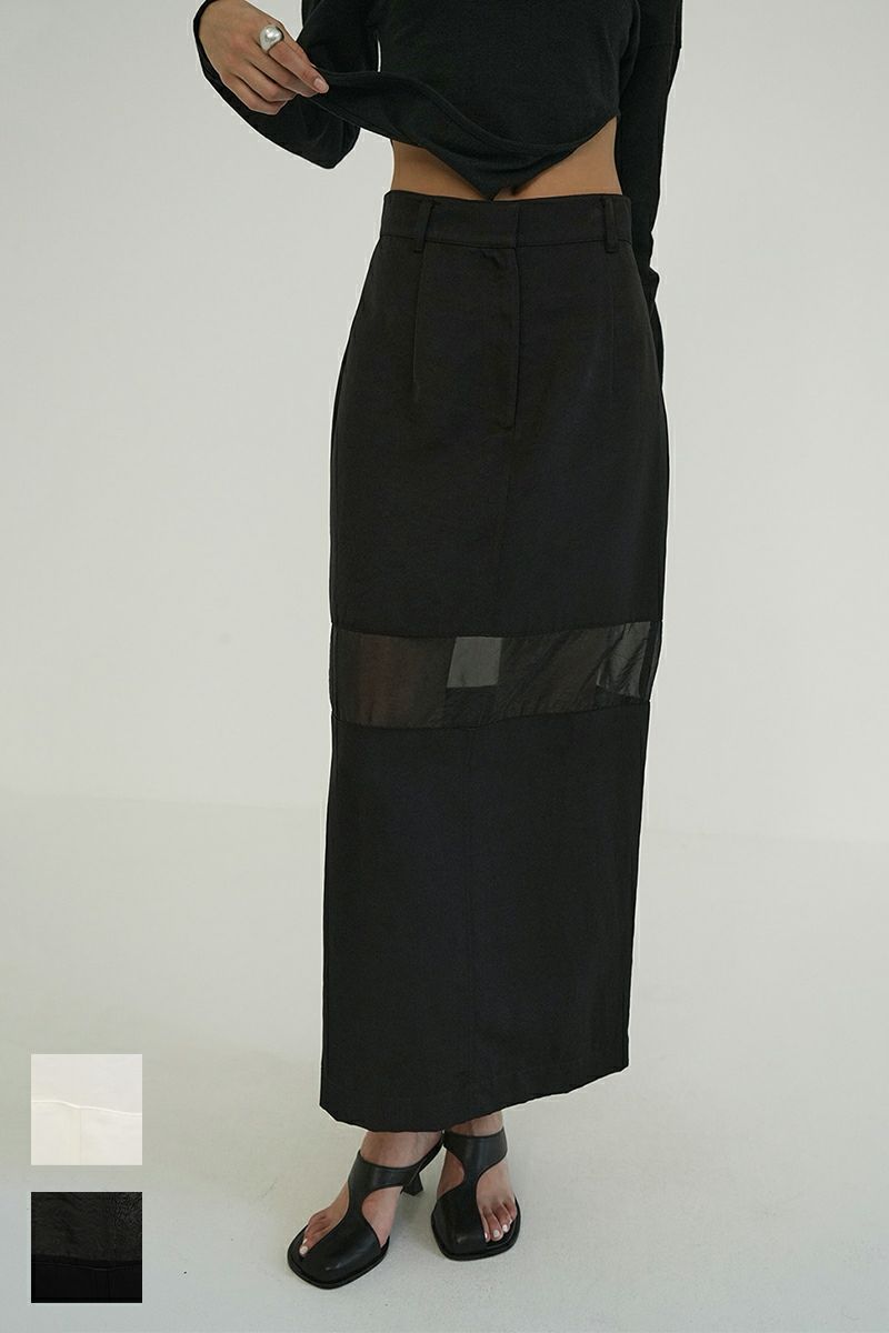 CLANE(クラネ)SHEER SWITCHING STRAIGHT SKIRT シアースイッチングストレートスカート 18109-6052