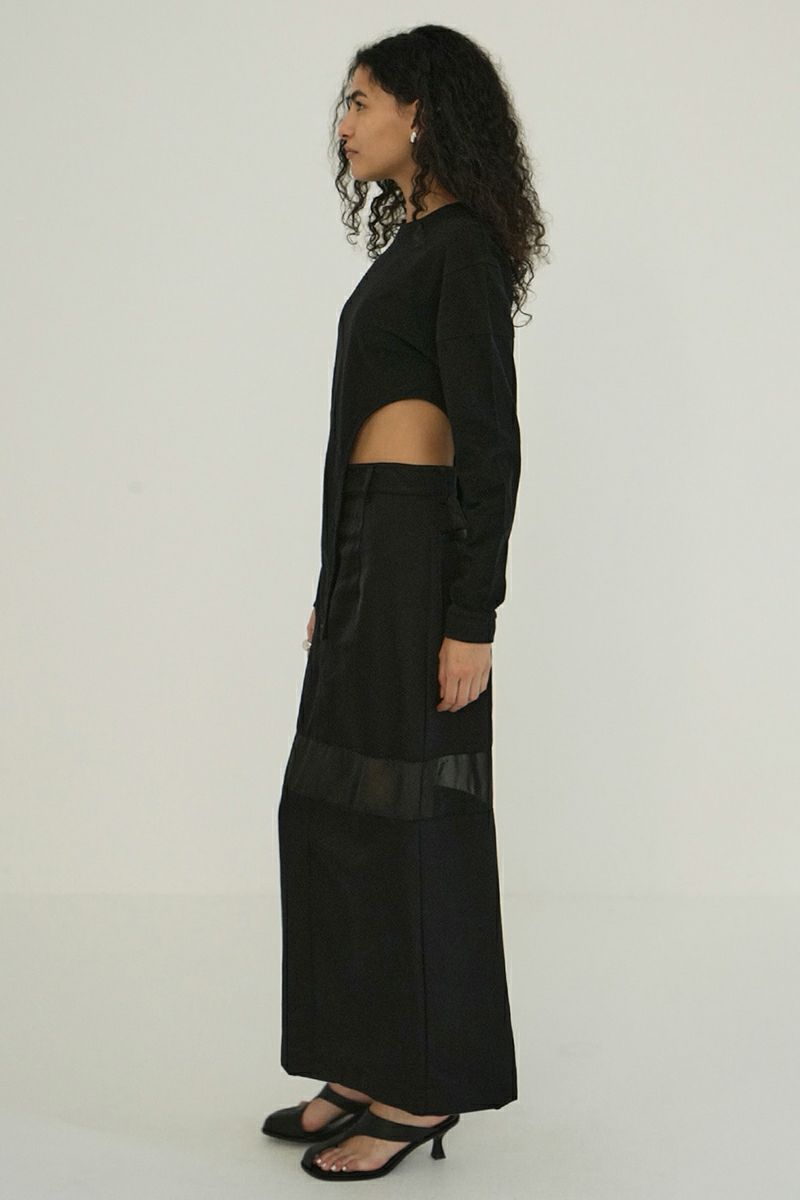 CLANE(クラネ)SHEER SWITCHING STRAIGHT SKIRT シアースイッチングストレートスカート 18109-6052 -2