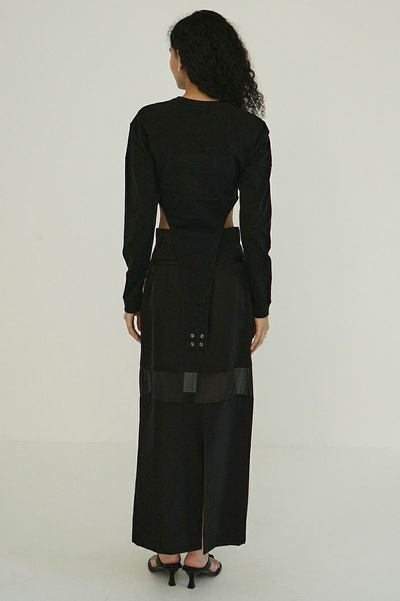 CLANE(クラネ)SHEER SWITCHING STRAIGHT SKIRT シアースイッチングストレートスカート 18109-6052 -3