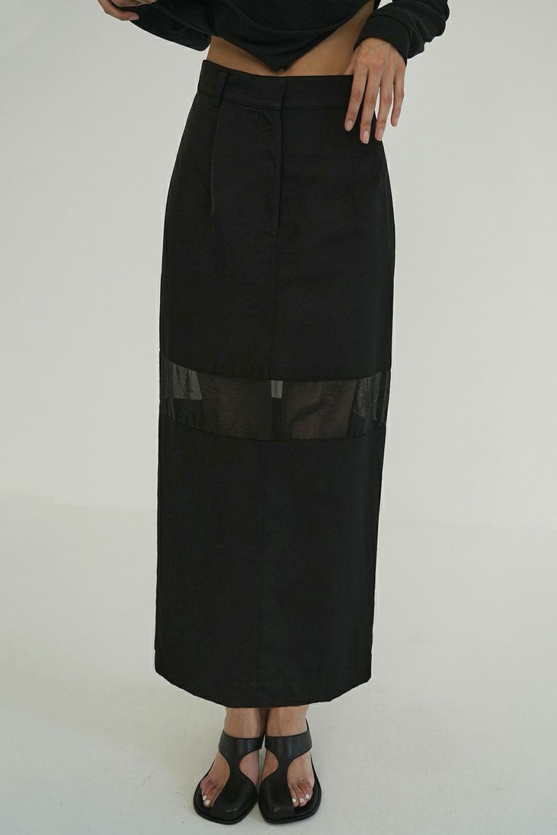 CLANE(クラネ)SHEER SWITCHING STRAIGHT SKIRT シアースイッチングストレートスカート 18109-6052 -4