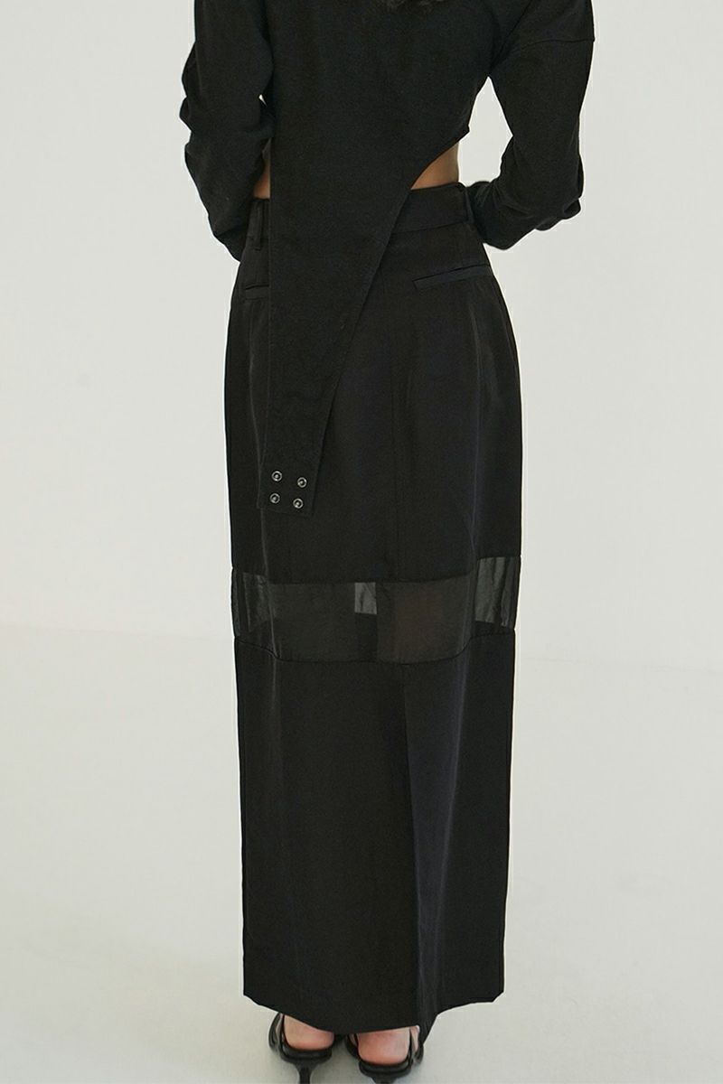 CLANE(クラネ)SHEER SWITCHING STRAIGHT SKIRT シアースイッチングストレートスカート 18109-6052 -6