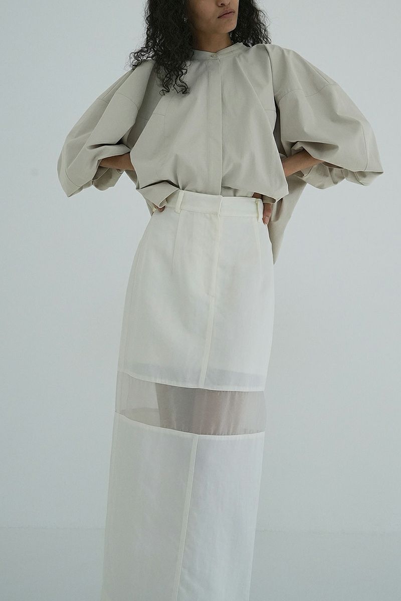 CLANE(クラネ)SHEER SWITCHING STRAIGHT SKIRT シアースイッチングストレートスカート 18109-6052 -7