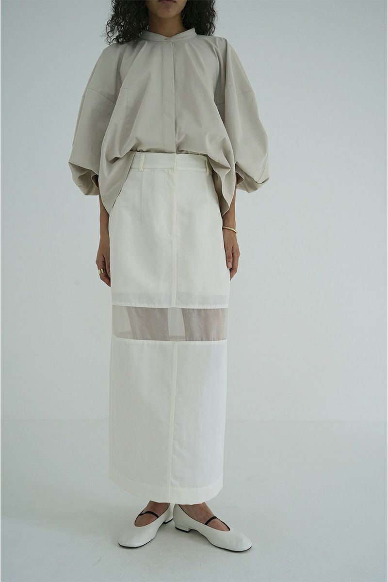 CLANE(クラネ)SHEER SWITCHING STRAIGHT SKIRT シアースイッチングストレートスカート 18109-6052 -8