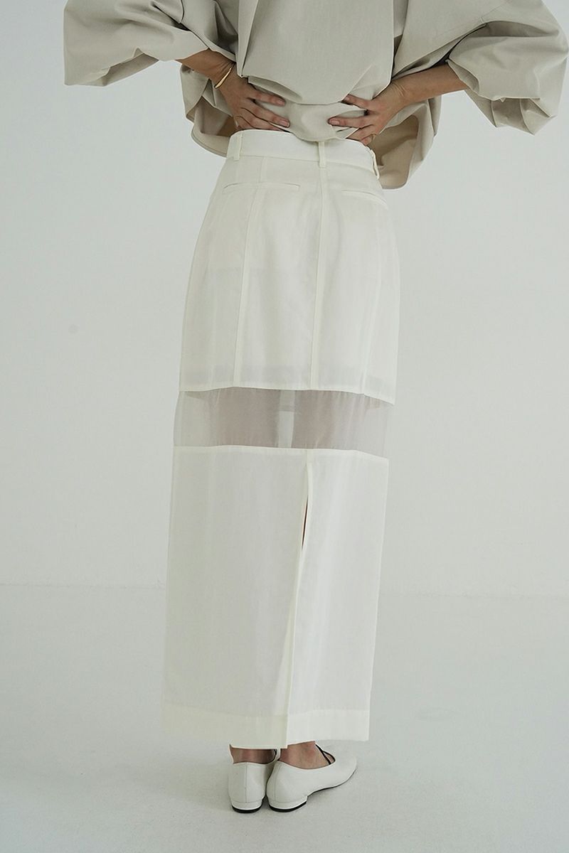 CLANE(クラネ)SHEER SWITCHING STRAIGHT SKIRT シアースイッチングストレートスカート 18109-6052 -10