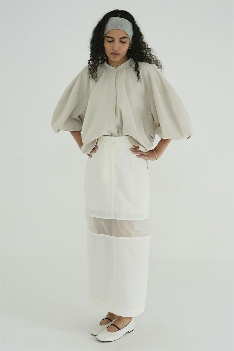 CLANE(クラネ)SHEER SWITCHING STRAIGHT SKIRT シアースイッチングストレートスカート 18109-6052 -11