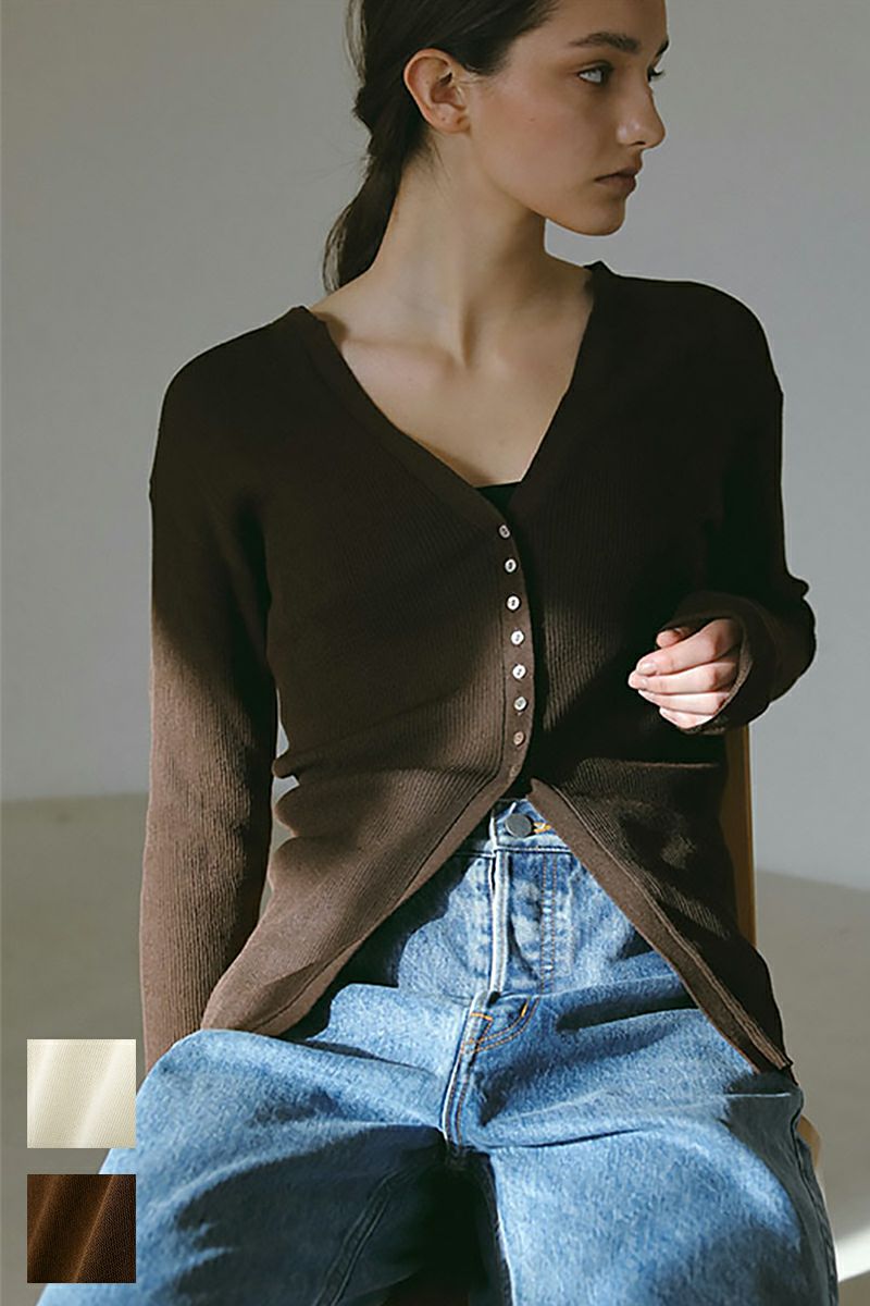 ETRE TOKYO(エトレトウキョウ)シアーリブニットカーディガン 1225211084