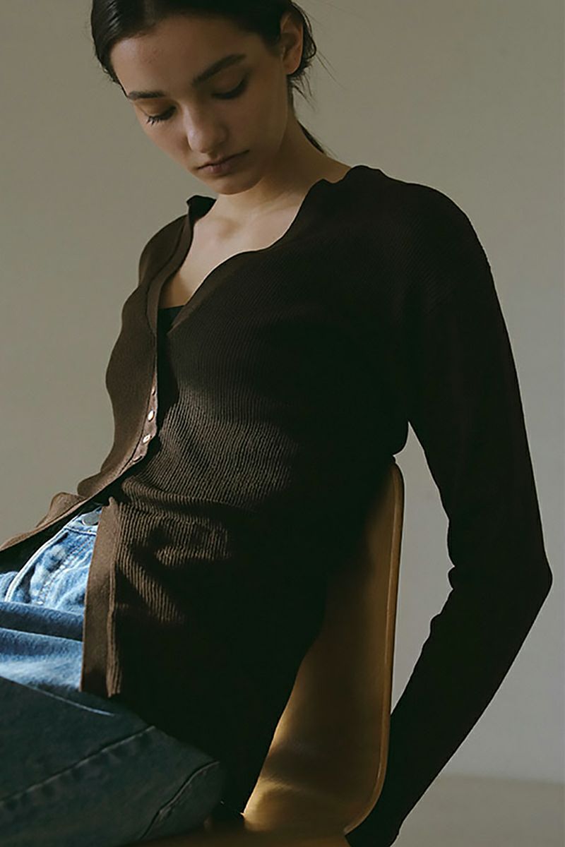 ETRE TOKYO(エトレトウキョウ)シアーリブニットカーディガン 1225211084 -1