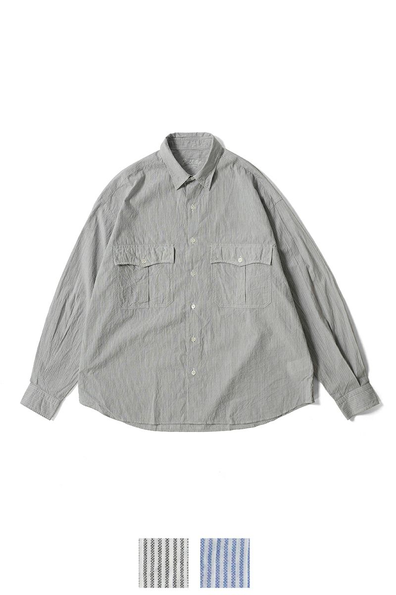 Porter Classic(ポータークラシック)；ROLL UP STRIPE SHIRT ロールアップストライプシャツ PC-016-3357