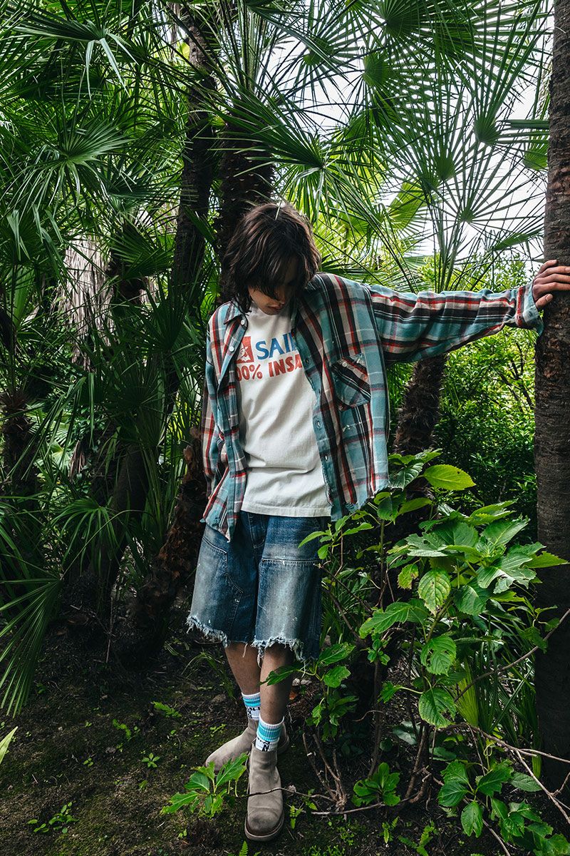 SAINT Mxxxxxx(セントマイケル)SM-HR8-0000-073 / DOUBLE KNEE SHORTS / BLUE ダブルニーショーツ -8