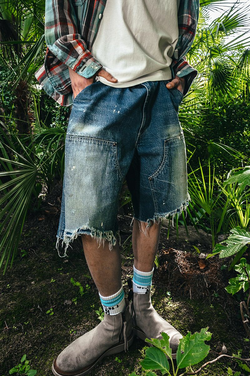 SAINT Mxxxxxx(セントマイケル)SM-HR8-0000-073 / DOUBLE KNEE SHORTS / BLUE ダブルニーショーツ -9