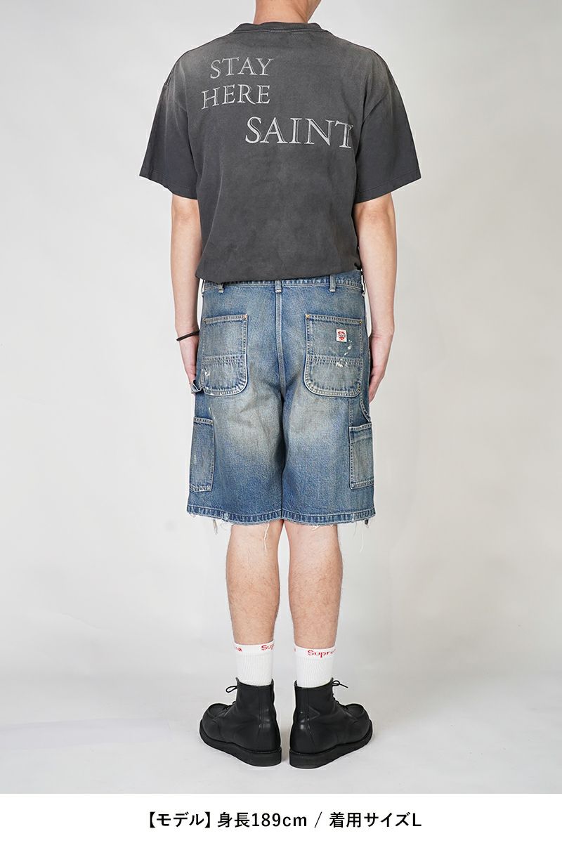 SAINT Mxxxxxx(セントマイケル)SM-HR8-0000-073 / DOUBLE KNEE SHORTS / BLUE ダブルニーショーツ