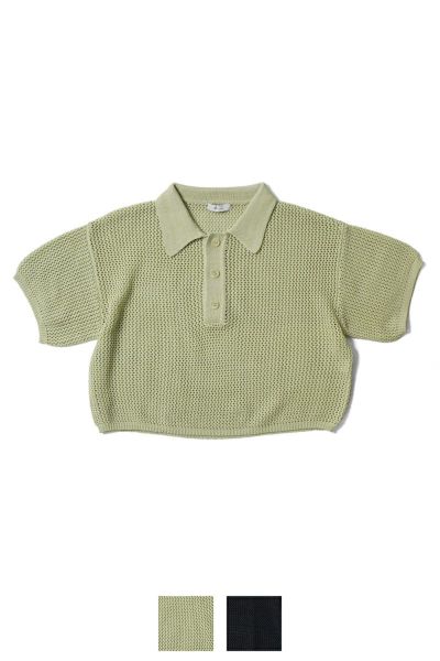 MY___(マイ) CROPPED MESH S/S POLO クロップドメッシュ半袖ポロシャツ 242-61201