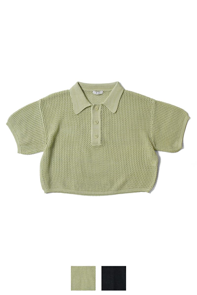 MY___(マイ) CROPPED MESH S/S POLO クロップドメッシュ半袖ポロシャツ 242-61201