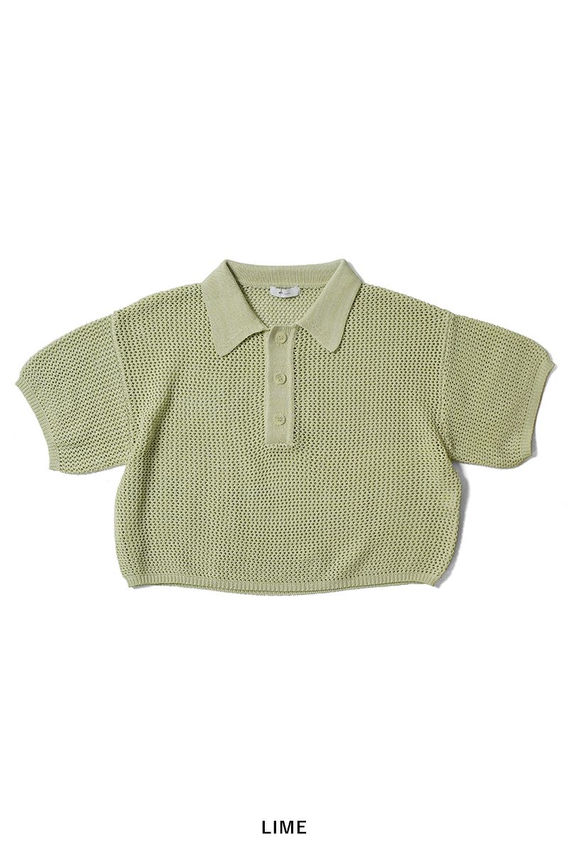 MY___(マイ) CROPPED MESH S/S POLO クロップドメッシュ半袖ポロシャツ 242-61201