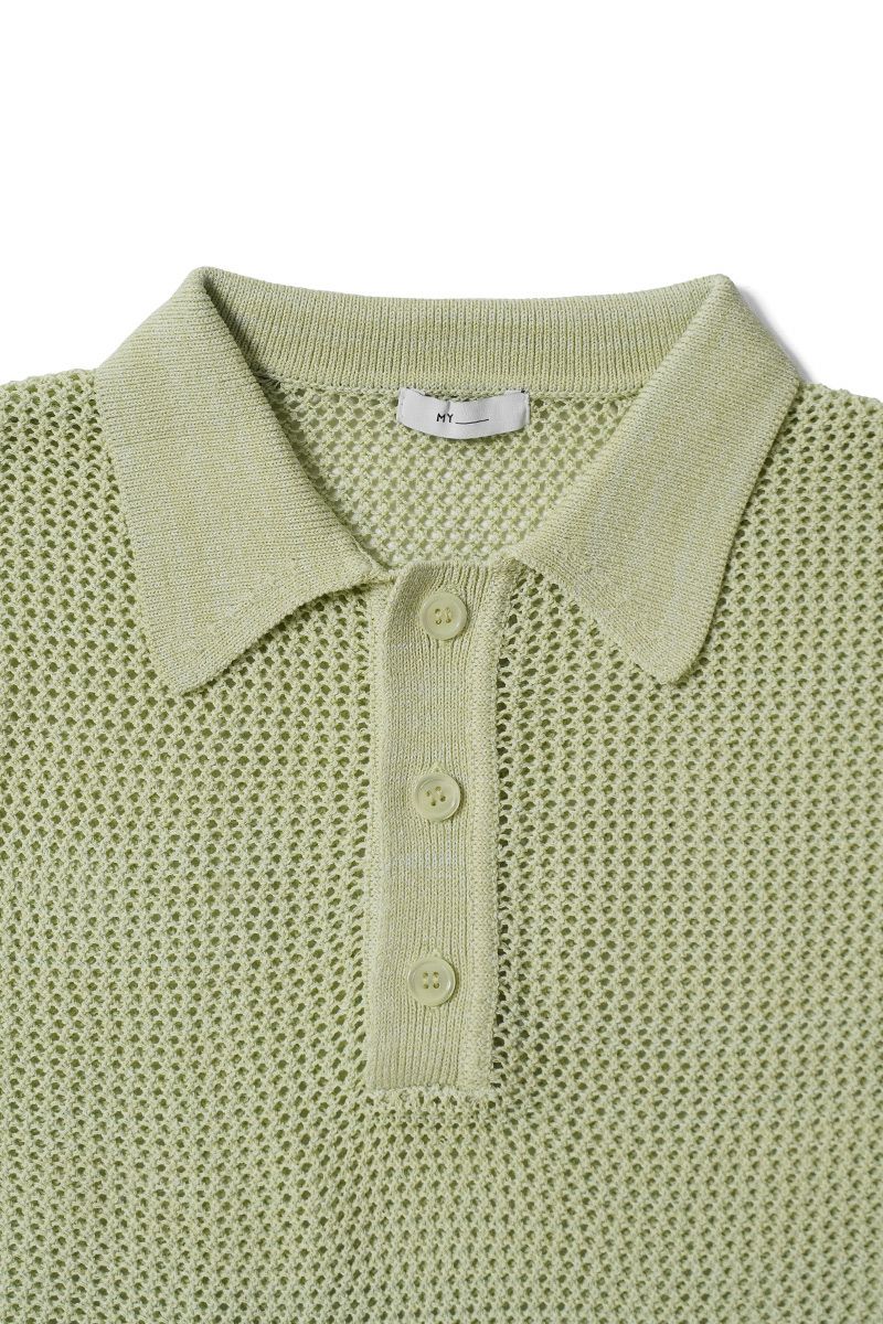 MY___(マイ) CROPPED MESH S/S POLO クロップドメッシュ半袖ポロシャツ 242-61201