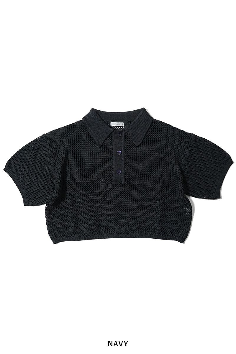 MY___(マイ) CROPPED MESH S/S POLO クロップドメッシュ半袖ポロシャツ 242-61201