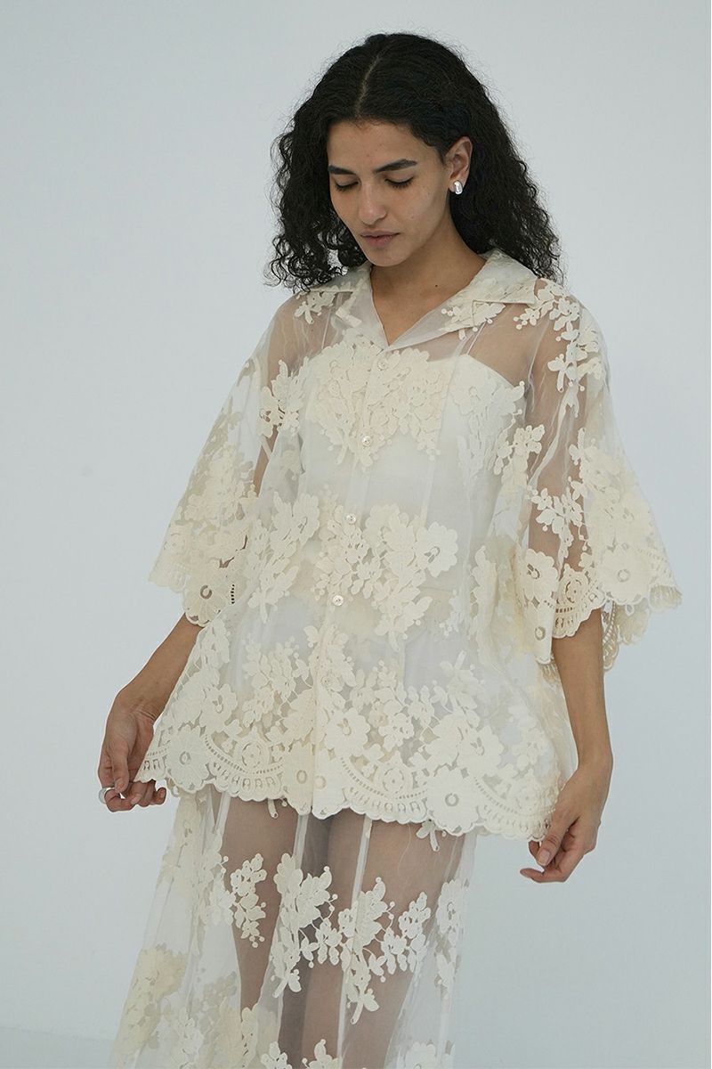 CLANE(クラネ) SHEER FROWER LACE SHIRTS シアーフラワーレースシャツ 18122-4162