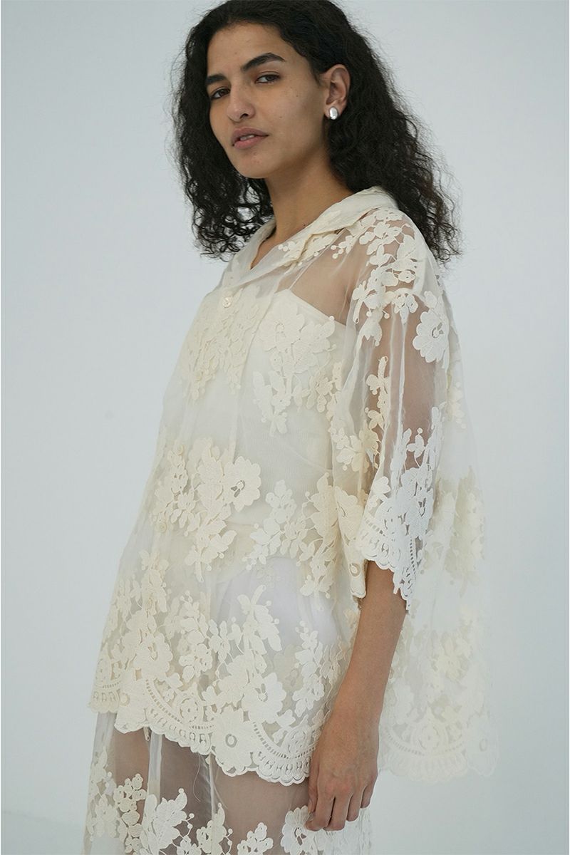 CLANE(クラネ) SHEER FROWER LACE SHIRTS シアーフラワーレースシャツ 18122-4162
