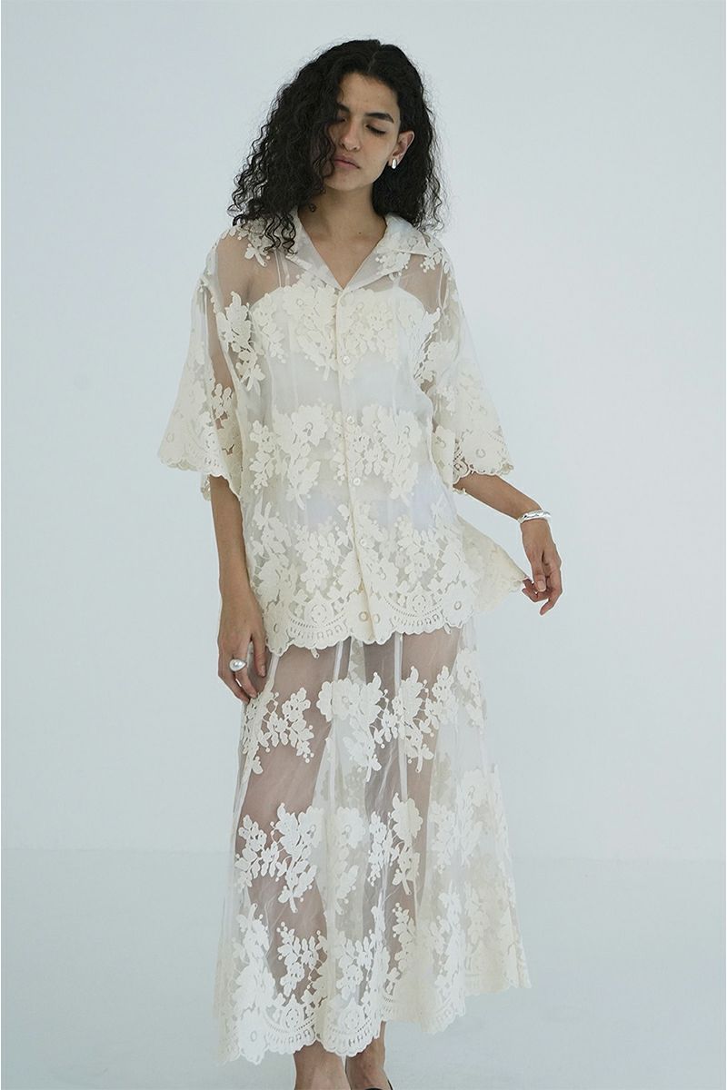 CLANE(クラネ) SHEER FROWER LACE SHIRTS シアーフラワーレースシャツ 18122-4162