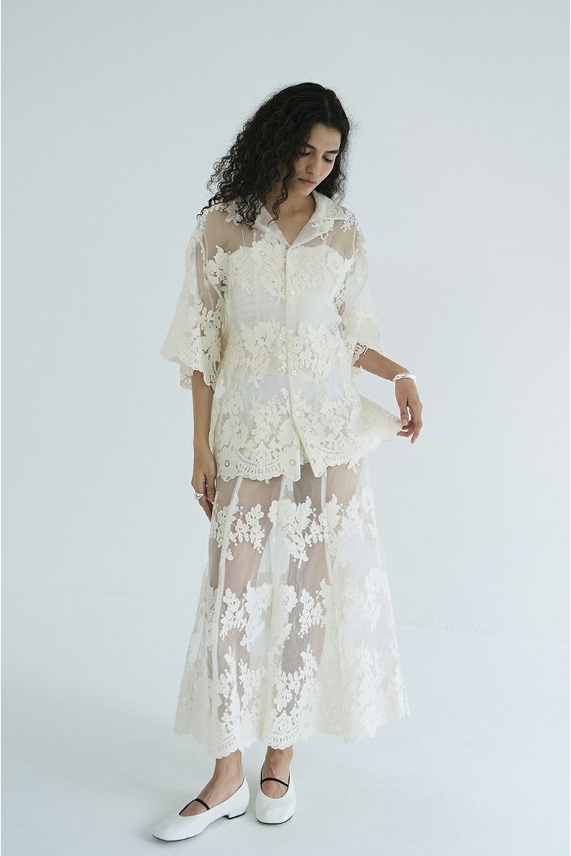 CLANE(クラネ) SHEER FROWER LACE SHIRTS シアーフラワーレースシャツ 18122-4162
